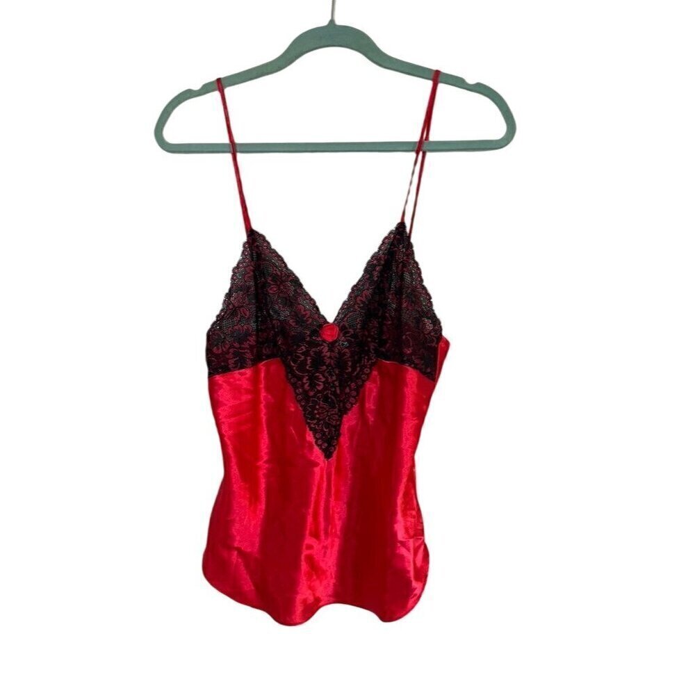 Secret Treasures Babydoll Top M Red Lace Floral Fairy Festival Indie Regency 80s